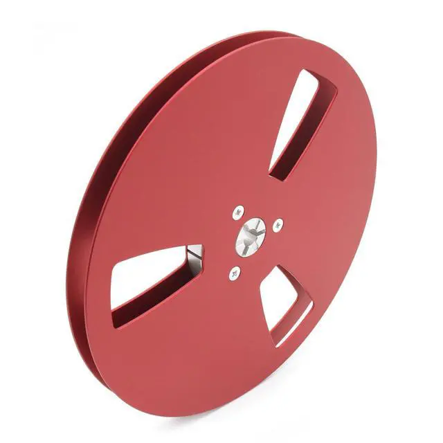 Alt view image 4 of 7 - 7 Inch Empty Tape Reel 1/4" Aluminum Alloy Takeup Reel Red | 7 inch red aluminum alloy takeup reel for 1/4 inch tape recorders, CNC machined for smooth winding and stable use