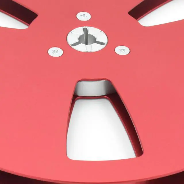 Alt view image 6 of 7 - 7 Inch Empty Tape Reel 1/4" Aluminum Alloy Takeup Reel Red | 7 inch red aluminum alloy takeup reel for 1/4 inch tape recorders, CNC machined for smooth winding and stable use