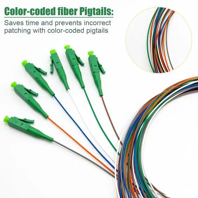Alt view image 5 of 6 - 1.5 Meter 6 Strand Single Mode LC APC Fiber Pigtail, 9/125um, OS1/OS2 Compatible, Includes 6 Fiber Optic Fusion Splice Protective Shrink Sleeves