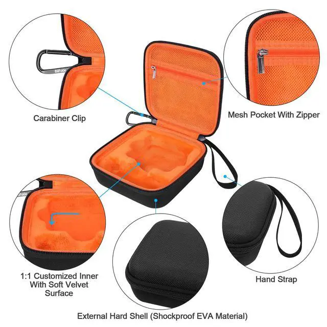 Alt view image 3 of 6 - Carrying Case for Garmin Approach R10 Golf Launch Monitor, Custom-Insert Storage Holder with Mesh Pocket for USB Cable, Charging Adapter (Black)
