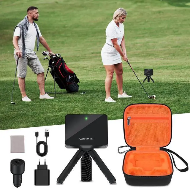 Alt view image 6 of 6 - Carrying Case for Garmin Approach R10 Golf Launch Monitor, Custom-Insert Storage Holder with Mesh Pocket for USB Cable, Charging Adapter (Black)