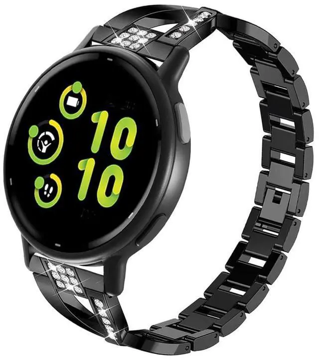 Main image of Compatible for Garmin Vivoactive 6/Vivoactive 5/3/3 Music Band, 20mm Metal Bling Jewelry Rhinestone Strap Wristband for Venu Sq 2/Venu 2 Plus/Approach S50/Forerunner 158/165/245/570 42mm