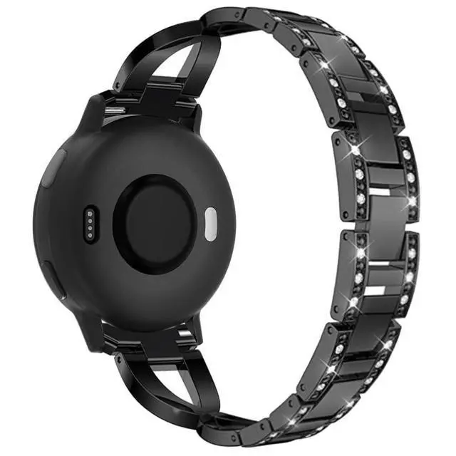Alt view image 2 of 7 - Compatible for Garmin Vivoactive 6/Vivoactive 5/3/3 Music Band, 20mm Metal Bling Jewelry Rhinestone Strap Wristband for Venu Sq 2/Venu 2 Plus/Approach S50/Forerunner 158/165/245/570 42mm