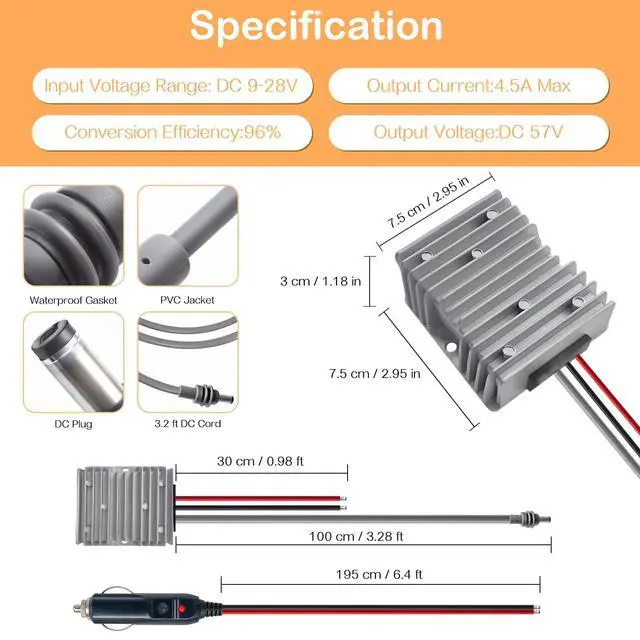 Alt view image 3 of 7 - Starlink Gen 3 12V Adapter - Power Supply Cable & Car Charger Accessories for Truck RV Stable Output(12V-24V to 57V 4.5A)