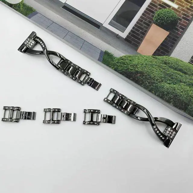Alt view image 6 of 7 - Compatible for Garmin Vivoactive 6/Vivoactive 5/3/3 Music Band, 20mm Metal Bling Jewelry Rhinestone Strap Wristband for Venu Sq 2/Venu 2 Plus/Approach S50/Forerunner 158/165/245/570 42mm