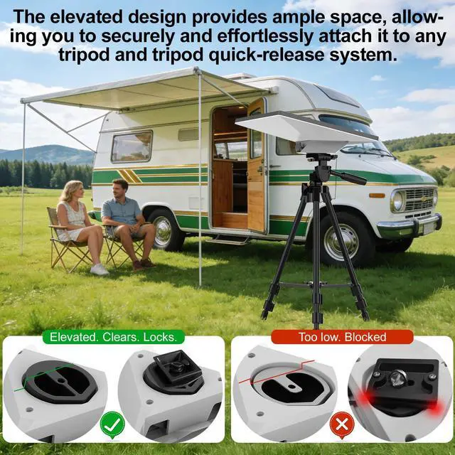 Alt view image 2 of 6 - Starlink Mini Tripod Adapter Fits 2026-2024 Mini Pipe Mount, CNC Aluminum | 1/4''-20 & 3/8"-16 Thread, Starlink Mini Accessories for Quick Release Plates, Tripods, Clamps, Ram and Ball Mounts