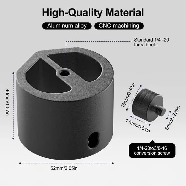 Alt view image 4 of 6 - Starlink Mini Tripod Adapter Fits 2026-2024 Mini Pipe Mount, CNC Aluminum | 1/4''-20 & 3/8"-16 Thread, Starlink Mini Accessories for Quick Release Plates, Tripods, Clamps, Ram and Ball Mounts