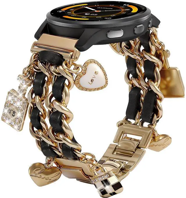 Main image of 22mm Stylish Metal Band Compatible with Garmin Vivoactive 4/Venu4 45mm/Venu 3/Venu 2, Pretty Chain Strap Compatible with Forerunner 265/255/745