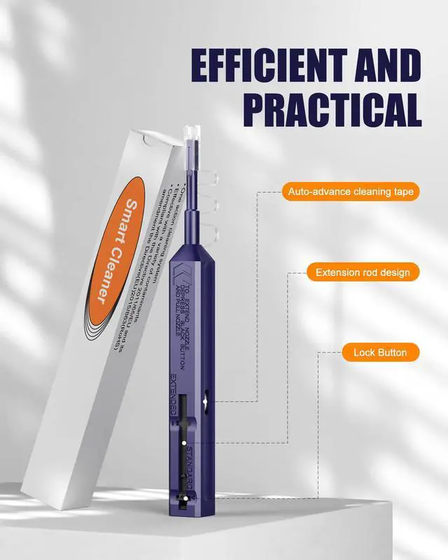 Alt view image 5 of 6 - LC Fiber Cleaning Pen, LC One Click Cleaner, LC/MU 1.25mm Ferrule | 800+ Cleans, One-Push Fiber Cleaner Tool for LC/UPC & LC/APC Optical Connectors, Extendable Probe for Endface Cleaning