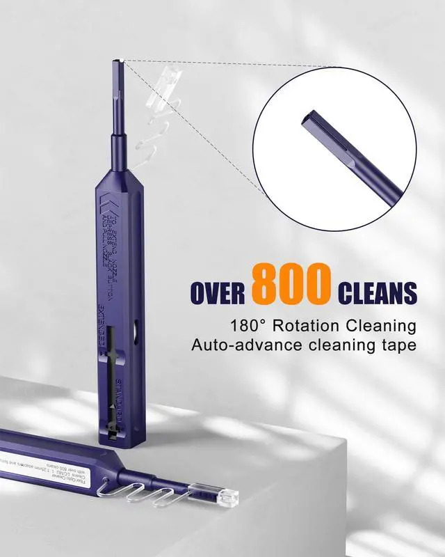 Alt view image 2 of 6 - LC Fiber Cleaning Pen, LC One Click Cleaner, LC/MU 1.25mm Ferrule | 800+ Cleans, One-Push Fiber Cleaner Tool for LC/UPC & LC/APC Optical Connectors, Extendable Probe for Endface Cleaning