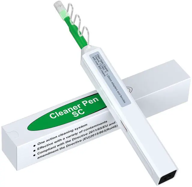 Main image of One Click Fiber Cleaner Pen, Fiber Optic Cleaner for SC/FC/ST 2.5mm | 800+ Cleans, One-Push Fiber Cleaning Tool for SC/UPC & SC/APC Optical Connectors, Extendable Probe for Endface Cleaning