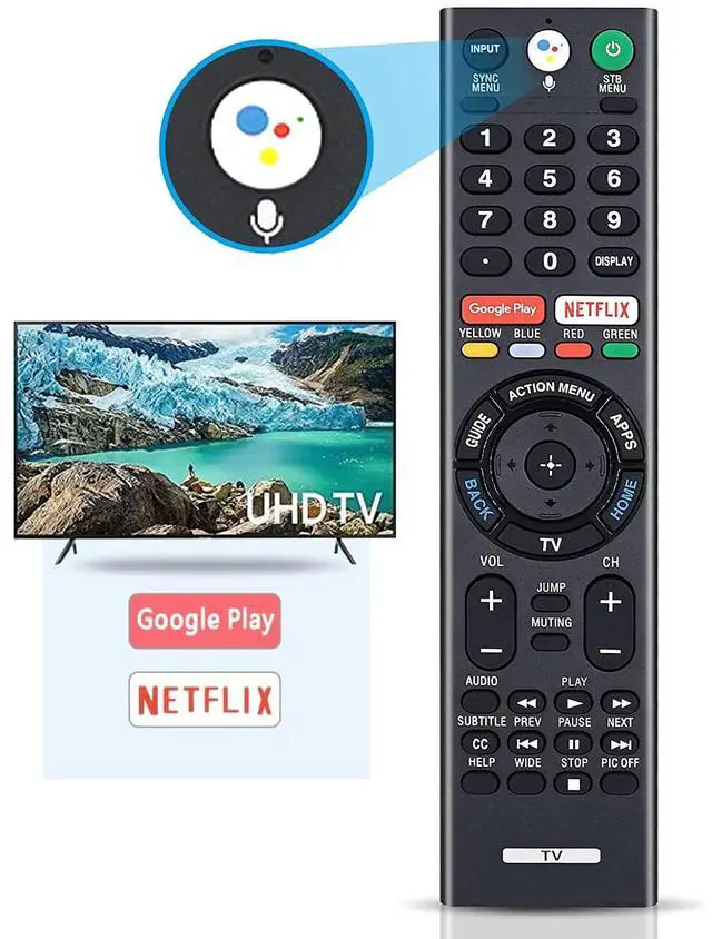 Alt view image 2 of 5 - Remote Control Replacement Voice Remote for Sony Smart Bravia TV XBR-43X800D XBR-55X930D XBR-65X850D XBR-65X930D XBR-75X850D XBR-75X940D XBR-85X850D XBR-65X900E