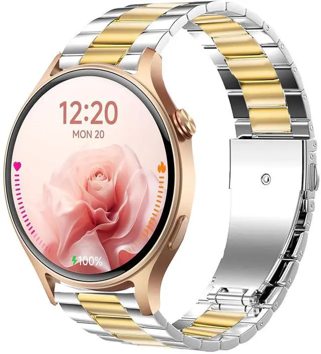 Main image of Compatible for Aeac Smart Watch Bands, 20mm, 22mm Quick Release Stainless Steel Metal Replacement Straps Compatible for Aeac 1.32 Inches Round, W208 Plus, IDW19, IDW28, GTX12