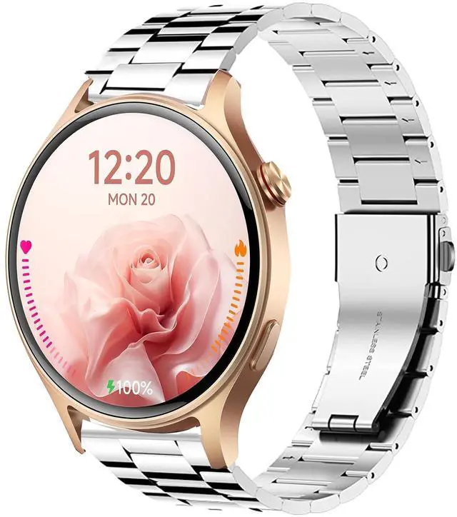 Main image of Compatible for Aeac Smart Watch Bands, 20mm, 22mm Quick Release Stainless Steel Metal Replacement Straps Compatible for Aeac 1.32 Inches Round, W208 Plus, IDW19, IDW28, GTX12