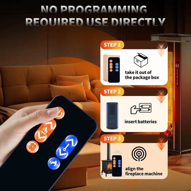 Alt view image 3 of 7 - Replacement Remote Control for Signature by Ashley Electric Fireplace Heater, Compatible with Models EF30-23B, EF16-23, EF30-30A, W100-101
