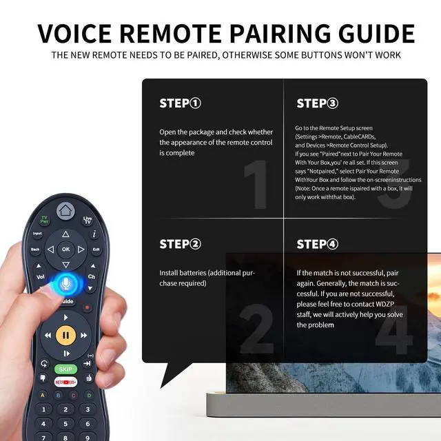 Alt view image 4 of 7 - New C00305 Replacement Voice Remote Control for Tivo Edge, Bolt, Roamio Plus and Pro, for TiVo Mini VOX, for TiVo LUX Remote