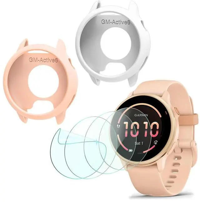 Main image of Compatible for Garmin vivoactive 6 Screen Protector, HD TPU Screen Protective Film Not Tempered Glass and Case Silicone Soft Frame Cover (Pack of 4+2)