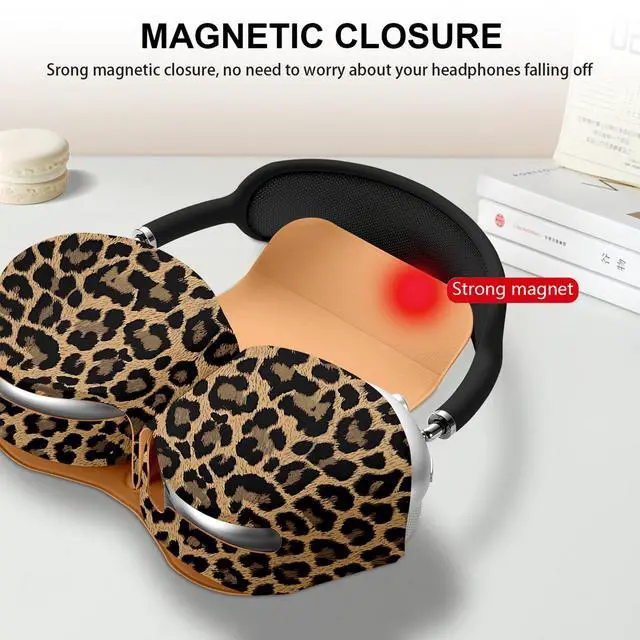 Alt view image 2 of 7 - 5-in-1 Compatible with AirPods Max Case, Leather & Silicone | Cover Set with Sleep Mode, Soft PU Leather Anti-Dust Accessories, Lightweight Shockproof for Apple Headphones