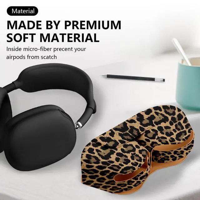 Alt view image 3 of 7 - 5-in-1 Compatible with AirPods Max Case, Leather & Silicone | Cover Set with Sleep Mode, Soft PU Leather Anti-Dust Accessories, Lightweight Shockproof for Apple Headphones