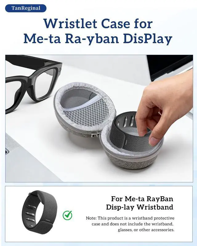 Alt view image 2 of 6 - Wristband Protective Case for Met-a Ra-y ban Dis-Play (Gray)