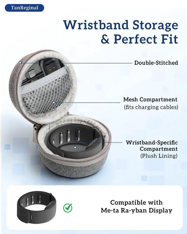 Alt view image 5 of 6 - Wristband Protective Case for Met-a Ra-y ban Dis-Play (Gray)