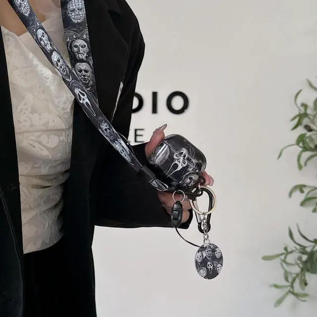 Alt view image 3 of 7 - Cool Scream Pattern Pro 2 Case 2022 with Durable IMD Printing Technology and PET Layerwith Horror Keychain Clip Carabiner and LanyardDesigned for Those who Like Thrilling Horror Themes Black