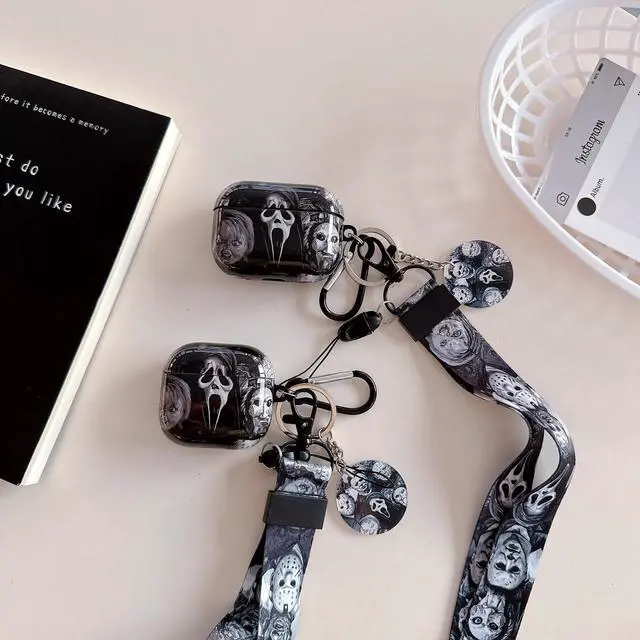 Alt view image 4 of 7 - Cool Scream Pattern Pro 2 Case 2022 with Durable IMD Printing Technology and PET Layerwith Horror Keychain Clip Carabiner and LanyardDesigned for Those who Like Thrilling Horror Themes Black