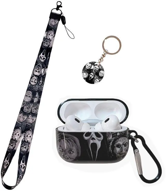 Main image of Cool Scream Pattern Pro 2 Case 2022 with Durable IMD Printing Technology and PET Layerwith Horror Keychain Clip Carabiner and LanyardDesigned for Those who Like Thrilling Horror Themes Black