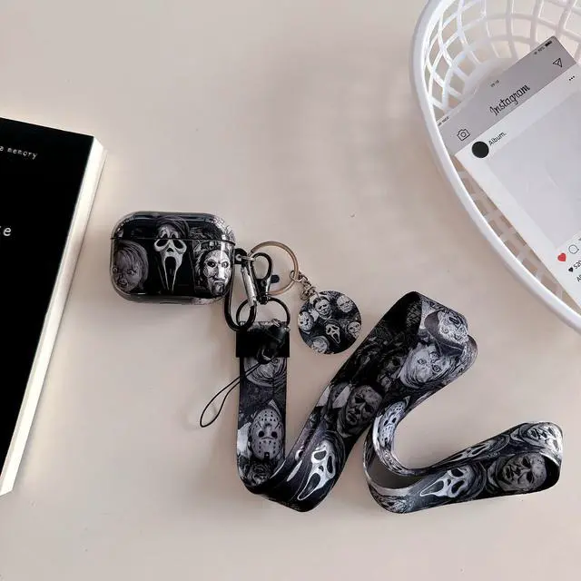 Alt view image 6 of 7 - Cool Scream Pattern Pro 2 Case 2022 with Durable IMD Printing Technology and PET Layerwith Horror Keychain Clip Carabiner and LanyardDesigned for Those who Like Thrilling Horror Themes Black