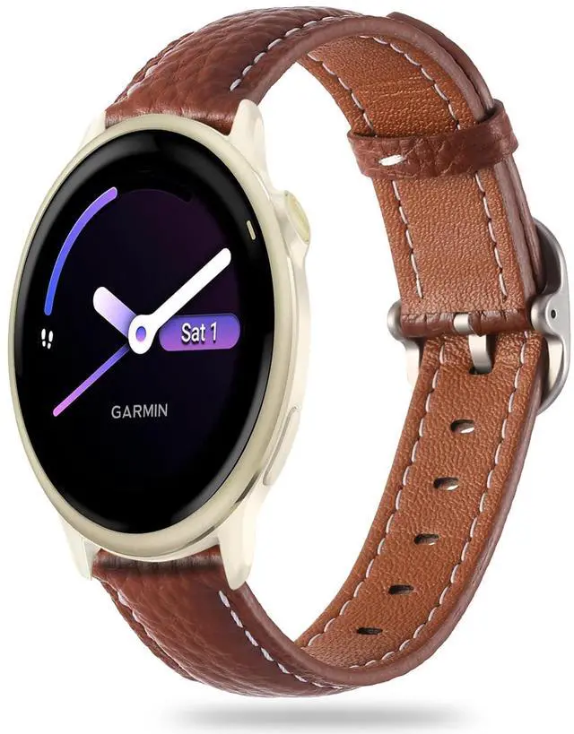 Main image of 20mm Genuine Leather Soft Strap Quick Release Wristband Compatible with Garmin Vivoactive 6, Vivoactive 5, Vivoactive 3 smartwatch for Women