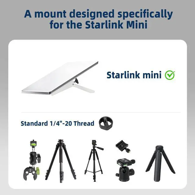 Alt view image 6 of 6 - Starlink Mini Kickstand, Star Link Mini Pipe Mount with 1/4" Tripod Adapter | supports 110° Flat-Surface Angle,Pipe,Tripod and Clamps Mount,for RV, Van & Outdoor Camping.Original Replacement Bracket