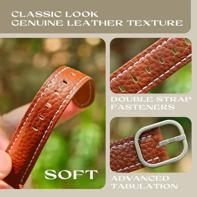 Alt view image 5 of 7 - 20mm Genuine Leather Soft Strap Quick Release Wristband Compatible with Garmin Vivoactive 6, Vivoactive 5, Vivoactive 3 smartwatch for Women