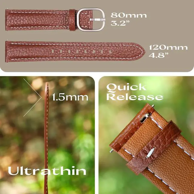 Alt view image 6 of 7 - 20mm Genuine Leather Soft Strap Quick Release Wristband Compatible with Garmin Vivoactive 6, Vivoactive 5, Vivoactive 3 smartwatch for Women