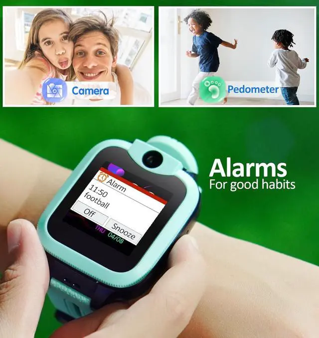 Alt view image 3 of 6 - KW2 4G Kids Smart Watch Phone with GPS Tracker, Calls, Green | Smartwatch for Kids with Safe Calling, Chats, Activity, Parental Controls, SOS Button, Class Mode
