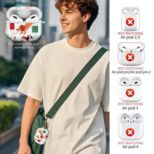 Alt view image 2 of 6 - for Cute Airpods Pro 3 Case Clear, Soft TPU Air Pods Pro 3rd Generation Cover Protective Skin Girl Women with Gold Keychain for iPod Pro 3 Gen 2025 - Cute Cartoon Dogs.lnk