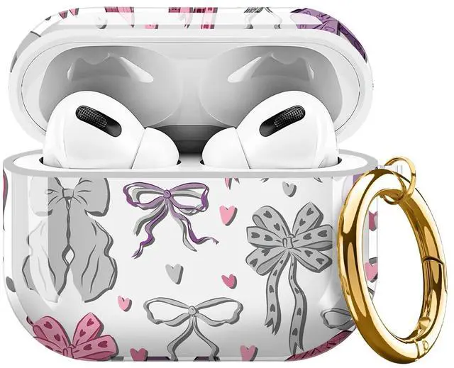 Main image of for Cute Airpods Pro 3 Case Clear, Soft TPU Air Pods Pro 3rd Generation Cover Protective Skin Girl Women with Gold Keychain for iPod Pro 3 Gen 2025 - Pink Purple Ribbon Bow