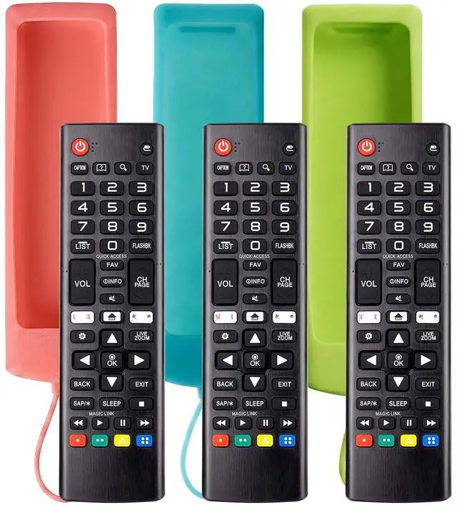 Main image of Pack of 3 Fit LG TV Remote with Soft Protective Cover & Hook | 3-Pack Value,No Setup Needed,Glow-In-The-Dark Silicone Protective Case, Color Distinction,Anti-Loss, Durable & Shock-Resistan