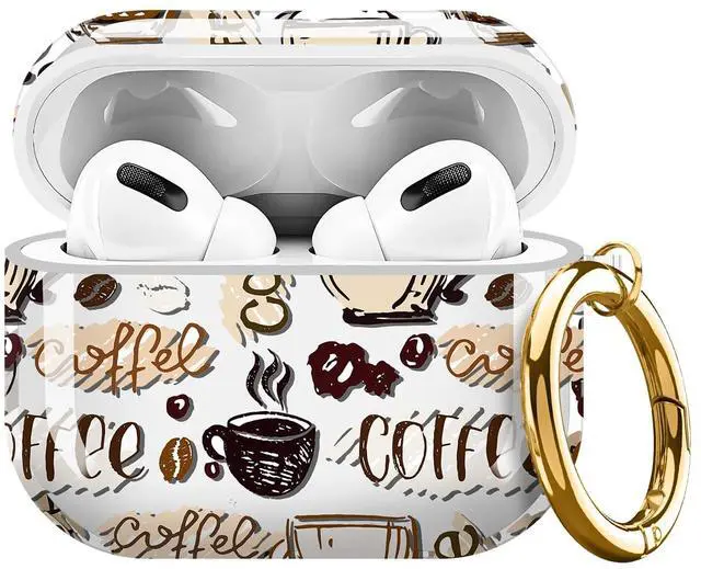 Main image of for Cute Airpods Pro 3 Case Clear, Soft TPU Air Pods Pro 3rd Generation Cover Protective Skin Girl Women with Gold Keychain for iPod Pro 3 Gen 2025 - Coffee Pattern