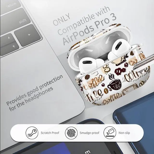 Alt view image 3 of 6 - for Cute Airpods Pro 3 Case Clear, Soft TPU Air Pods Pro 3rd Generation Cover Protective Skin Girl Women with Gold Keychain for iPod Pro 3 Gen 2025 - Coffee Pattern