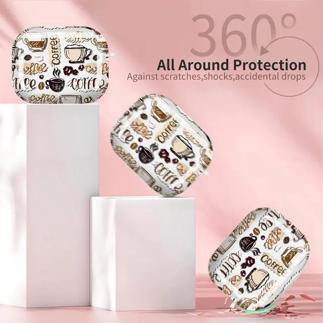Alt view image 6 of 6 - for Cute Airpods Pro 3 Case Clear, Soft TPU Air Pods Pro 3rd Generation Cover Protective Skin Girl Women with Gold Keychain for iPod Pro 3 Gen 2025 - Coffee Pattern