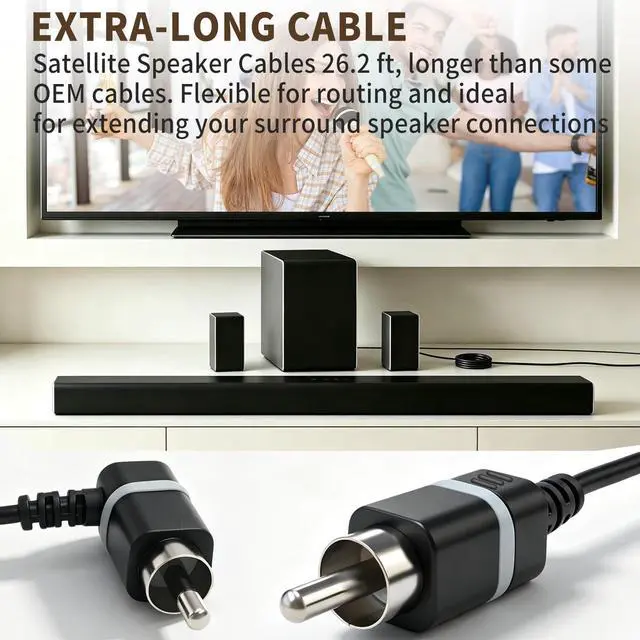 Alt view image 5 of 7 - 26.2Ft Satellite Speaker Cable Compatible with Vizio V51 M51 SB3651 SB36514 SB4051 SB4251 Surround Sound System Replacement Rear Speaker Wire(Gray)