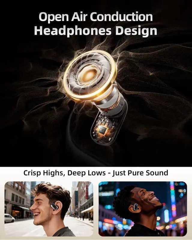 Alt view image 2 of 7 - Open Ear Bluetooth 5.4 Headphones with Ergonomic Ear Hook