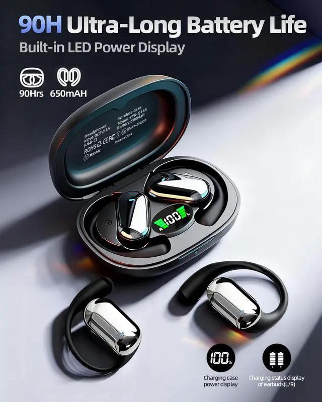 Alt view image 4 of 7 - Open Ear Bluetooth 5.4 Headphones with Ergonomic Ear Hook