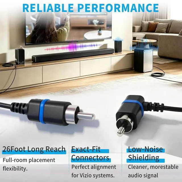 Alt view image 4 of 7 - 26.2Ft Satellite Speaker Cables Compatible with Vizio V51 M51 SB3651 SB36514 SB4051 SB4251 Surround Satellite Speaker Replacement Extension Cord (Blue)