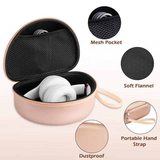 Alt view image 4 of 7 - Hard Headphone Case for Beats Studio Pro/Solo 4/Studio 3/Solo 3/Solo 2 Wireless Noise Cancelling Headphones, Over Ear Headphone Carrying Travel Case with Mesh Pocket for Storage Accessories
