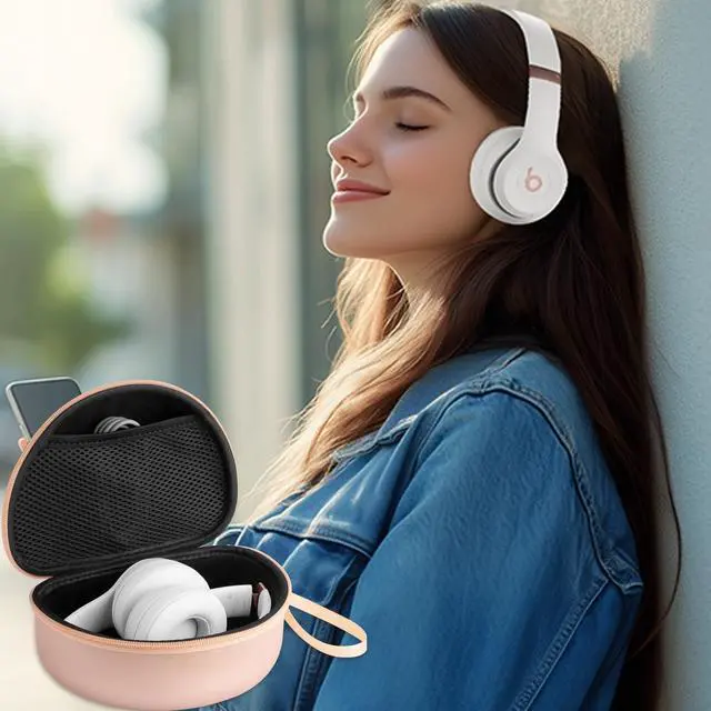 Alt view image 7 of 7 - Hard Headphone Case for Beats Studio Pro/Solo 4/Studio 3/Solo 3/Solo 2 Wireless Noise Cancelling Headphones, Over Ear Headphone Carrying Travel Case with Mesh Pocket for Storage Accessories