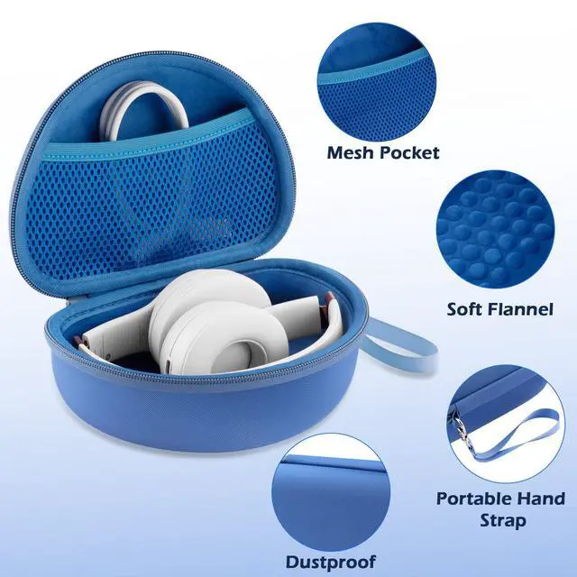 Alt view image 3 of 5 - Hard Headphone Case for Beats Studio Pro/Solo 4/Studio 3/Solo 3/Solo 2 Wireless Noise Cancelling Headphones, Over Ear Headphone Carrying Travel Case with Mesh Pocket for Storage Accessories