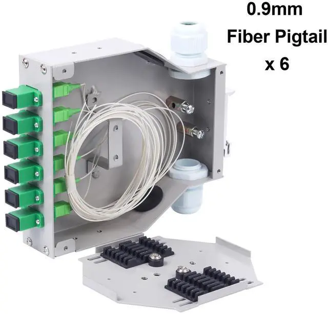 Alt view image 5 of 7 - SC-APC 6 Simplex 6 Port DIN Rail SM Fiber Optic Enclosure ODF (Includes Pigtail and 6PC Coupler)