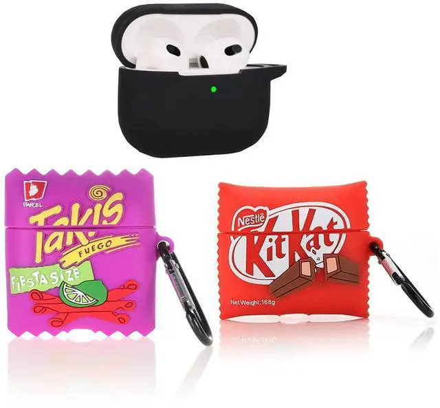 Main image of (3Pack) Case for Airpods 3rd Generation(2022), Silicone Airpods 3 Case Protective Cover with Cute Funny Skin Design, with Keychain (Black+Chocolate1+2)