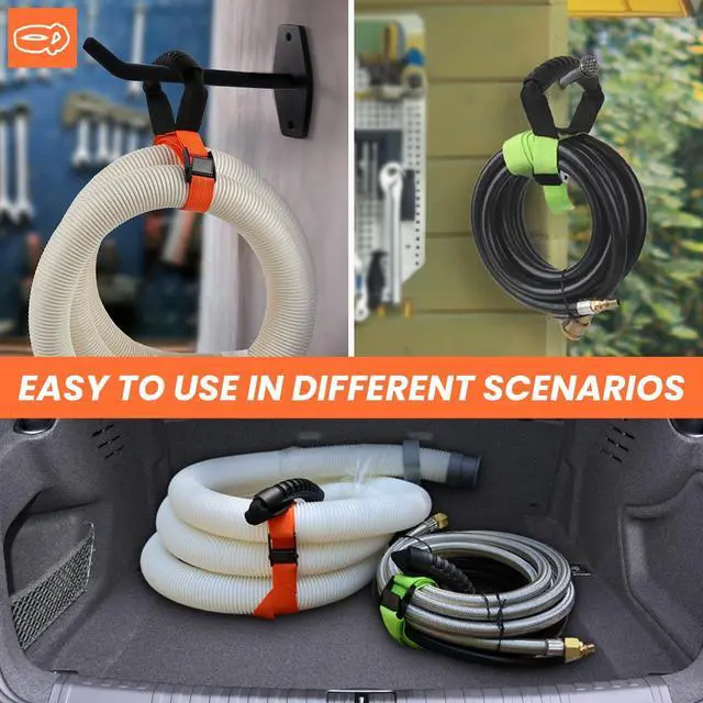 Alt view image 4 of 6 - 3 Pcs Heavy Duty Storage Straps with Handle Easy-Carry Wrap Cables Holder Easy Extension Cord Organizer Adjustable Lock Slider Buckles Storage Straps for Cables Ropes Hoses